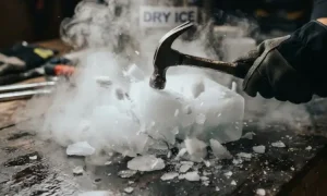 Memecah dry ice, Sumber: AI